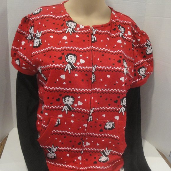 Betty Boop Full Zip Jacket with 2 front pockets thermal sleeves Junior S… - Picture 1 of 14